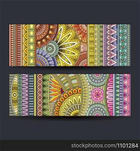 Abstract vector hand drawn vintage ethnic pattern card set.. Abstract vector ethnic pattern cards set