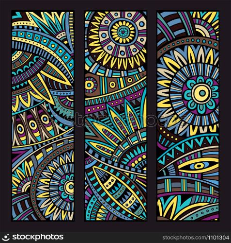 Abstract vector hand drawn vintage ethnic pattern card set. Part 2. Abstract vector ethnic pattern cards set