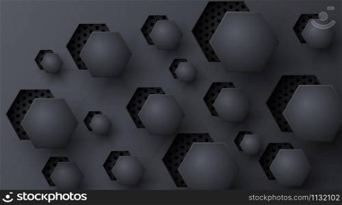 Abstract vector hexagon background with holes. design on eps 10