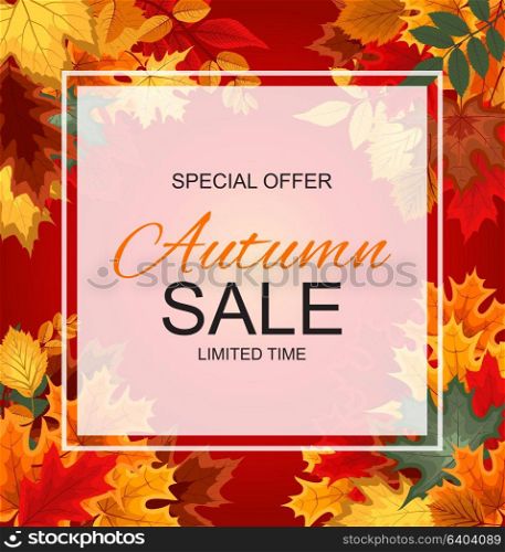 Abstract Vector Illustration Autumn Sale Background with Falling Autumn Leaves. EPS10. Abstract Vector Illustration Autumn Sale Background with Falling