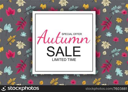 Abstract Vector Illustration Autumn Sale Background with Falling Autumn Leaves. EPS10. Abstract Vector Illustration Autumn Sale Background with Falling Autumn Leaves