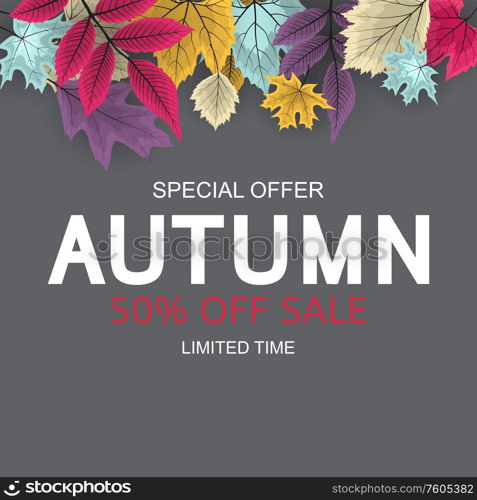 Abstract Vector Illustration Autumn Sale Background with Falling Autumn Leaves. EPS10. Abstract Vector Illustration Autumn Sale Background with Falling Autumn Leaves