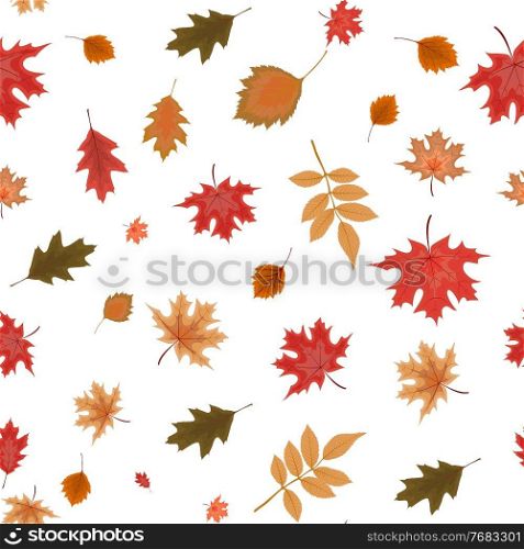 Abstract Vector Illustration Autumn Seamless Pattern Background with Falling Leaves. EPS10. Abstract Vector Illustration Autumn Seamless Pattern Background with Falling Leaves