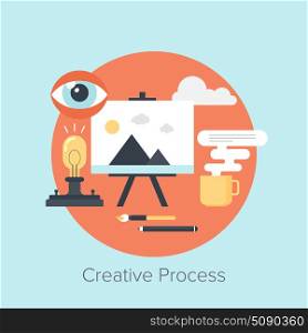 Abstract vector illustration of creative process flat design concept.