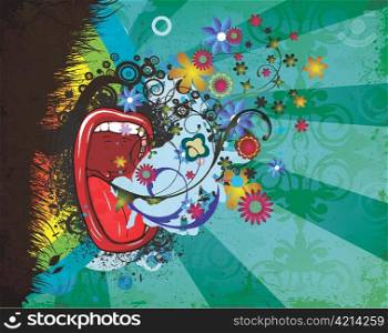 abstract vector illustration with screaming mouth