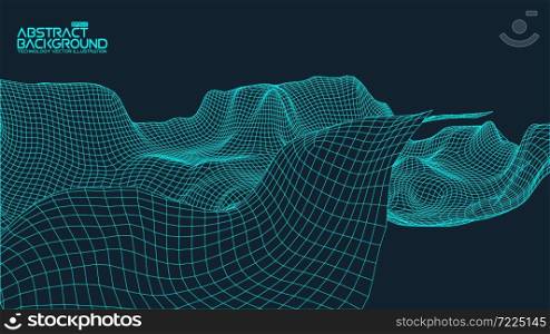 Abstract vector landscape background. Cyberspace grid. 3d technology. Abstract vector landscape background. Cyberspace grid. 3d technology vector illustration.