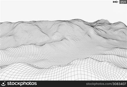 Abstract vector landscape background. Cyberspace grid. 3d technology illustration.. Abstract vector landscape background. Cyberspace grid. 3d technology illustration.
