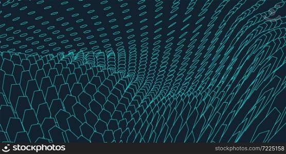Abstract vector landscape background. Cyberspace grid. 3d technology illustration.. Abstract vector landscape background. Cyberspace grid. 3d technology vector illustration.