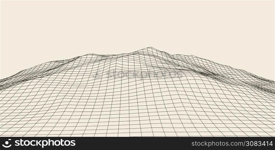 Abstract vector landscape background. Cyberspace landscape grid. 3d technology vector illustration.. Abstract vector landscape background. Cyberspace grid. 3d technology illustration.