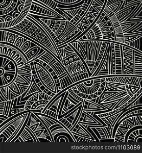 Abstract vector line art tribal decorative ethnic dark background. Abstract vector tribal ethnic background