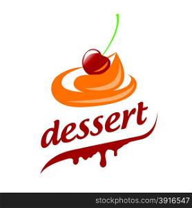 Abstract vector logo cream and cherry