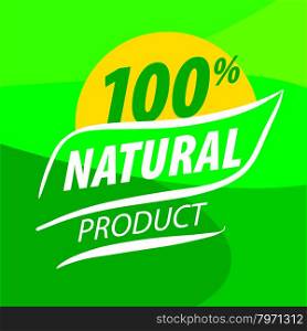 Abstract vector logo for organic food on a green background