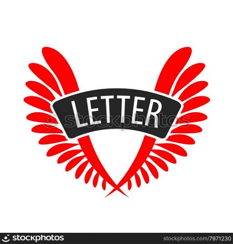 Abstract vector logo letter V in the form of wings