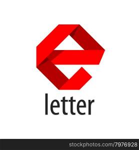 Abstract vector logo red ribbon in the shape of the letter E