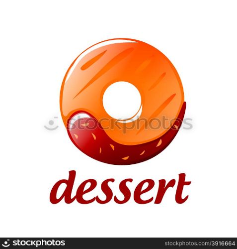 Abstract vector logo round donut with chocolate