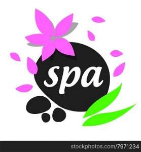 Abstract vector logo stones and leaves for spa salon