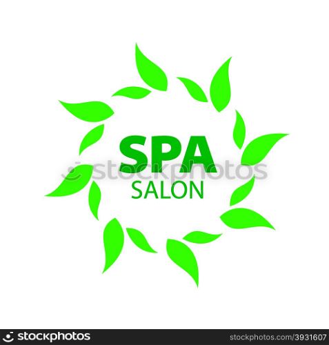 Abstract vector logo with green leaves