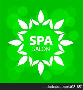 Abstract vector logo with leaves on a green background