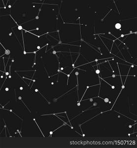 Abstract vector mesh background. Chaotically connected points and lines flying in space. Futuristic technology style. Elegant background for business presentations. Flying debris. eps10