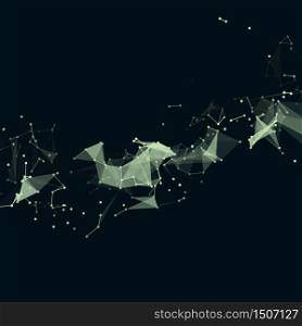 Abstract vector mesh background. Chaotically connected points and polygons flying in space. Futuristic technology style. Elegant background for business presentations. Flying debris. eps10