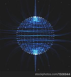 Abstract vector mesh background. Sphere of bioluminescent tentacles. Futuristic style card. Elegant background for business presentations. Eps 10.