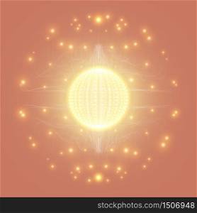 Abstract vector mesh background. Sphere of bioluminescent tentacles. Futuristic style card. Elegant background for business presentations. Eps 10