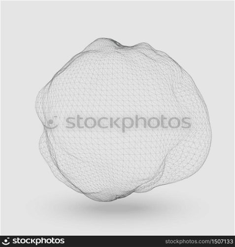 Abstract vector mesh distorted sphere constructed with connected points on light background. Futuristic technology style. Elegant background for business presentations.Eps10