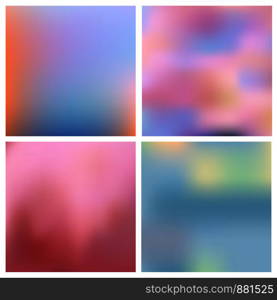 Abstract vector multicolored blurred background set. 4 colors set. Square blurred pink backgrounds set - sky clouds sea ocean beach colors. Abstract vector multicolored blurred background set 4 colors set. Square blurred backgrounds set - sky clouds sea ocean beach colors