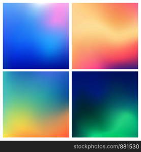 Abstract vector multicolored blurred background set. 4 colors set. Square blurred backgrounds set - sky clouds sea ocean beach colors. Abstract vector multicolored blurred background set 4 colors set. Square blurred backgrounds set - sky clouds sea ocean beach colors