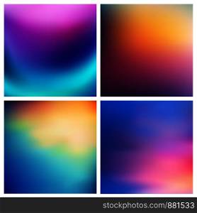Abstract vector multicolored blurred background set. 4 colors set. Square blurred backgrounds set - sky clouds sea ocean beach colors. Abstract vector multicolored blurred background set 4 colors set. Square blurred backgrounds set - sky clouds sea ocean beach colors