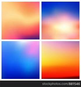 Abstract vector multicolored blurred background set. 4 colors set. Square blurred pink backgrounds set - sky clouds sea ocean beach colors With love quotes. Abstract vector multicolored blurred background set 4 colors set. Square blurred backgrounds set - sky clouds sea ocean beach colors