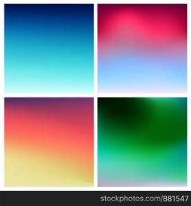 Abstract vector multicolored blurred background set. 4 colors set.. Abstract vector multicolored blurred background set. 4 colors set