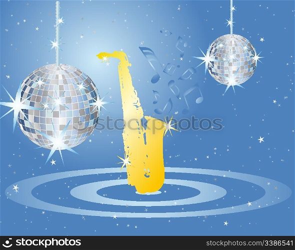 Abstract vector musical background with disco spere