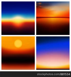 Abstract vector nature blurred background set. 4 colors set. Square blurred nature backgrounds set - sky clouds sea ocean beach colors With love quotes. Abstract vector nature blurred background set. Square blurred backgrounds set - sky clouds sea ocean green colors