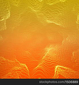 Abstract vector orange point mesh background. Futuristic technology style. Elegant background for business presentations. Flying debris. eps10