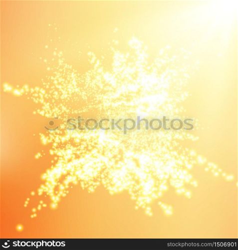 Abstract vector orange space background. Explosion of glowing particles. Futuristic technology style. Elegant background for business presentations or gift cards.EPS10