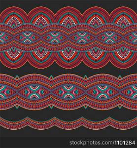 Abstract vector ornamental ethnic seamless stripes. design elements set. ethnic seamless stripes