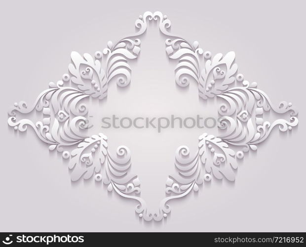 Abstract vector ornamental nature vintage frame. Modern volumetric floral elements. Trendy craft style illustration. Abstract vector ornamental nature vintage frame.