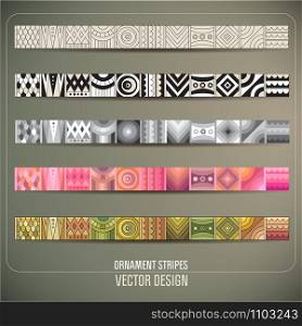 Abstract vector ornamental stripes. design elements set