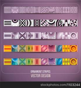 Abstract vector ornamental stripes. design elements set