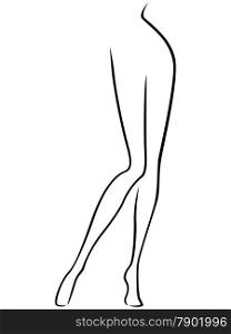 Abstract vector outline of the lower part of slim female body. Lower part of slim female body