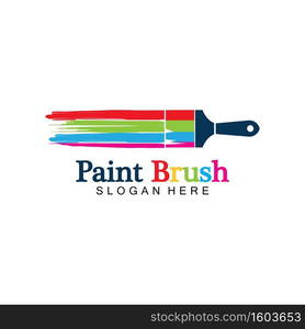 Abstract vector painting brush and colorful paint splash icon, emblem, logo design with color alternative and greyscale version. Editable EPS format design element, arts and crafts concept.