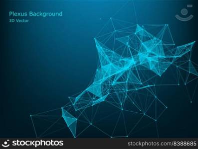 Abstract vector particles and lines. Plexus effect. Futuristic illustration. Polygonal Cyber Structure. Data Connection Concept.