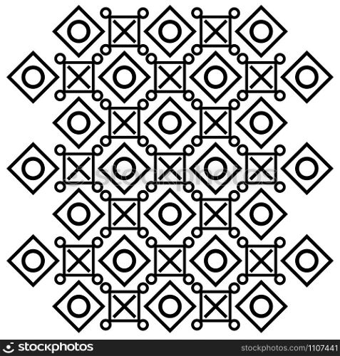 Abstract vector pattern of cross, squares and circles. Symmetrical geometrical pattern. For design concepts, posters, banners, web, presentations and prints. Abstract vector pattern of cross, squares and circles