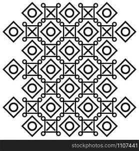 Abstract vector pattern of cross, squares and circles. Symmetrical geometrical pattern. For design concepts, posters, banners, web, presentations and prints. Abstract vector pattern of cross, squares and circles