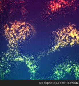 Abstract vector point mesh background. Abstract topography with displaced glowing points. Futuristic technology style. Elegant background for business presentations. Flying debris. eps10