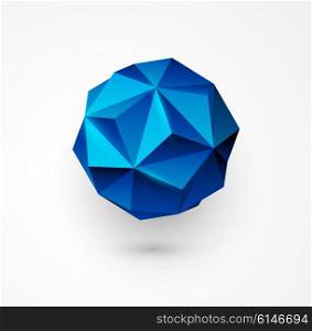 Abstract Vector polygon shape. low poly sphere. . Abstract Vector polygon shape. Blue low poly sphere.