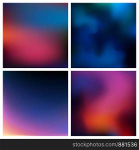 Abstract vector red blue black blurred background set. 4 colors set. Square blurred blue backgrounds set - sky clouds sea ocean beach colors. Abstract vector red blue black blurred background set 4 colors set. Square blurred backgrounds set - sky clouds sea ocean beach colors
