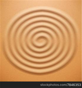 Abstract vector ripple spiral drawing on the sand