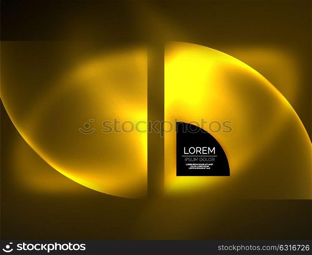 Abstract vector round banner. Abstract vector round banner, glowing round elements, geometric shape abstract background, golden yellow color